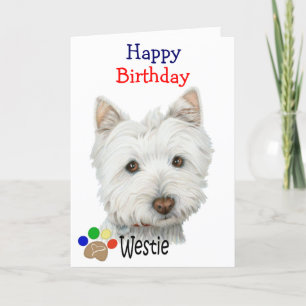Carte Cadeaux d'art de chiens et de pattes de jote Westi