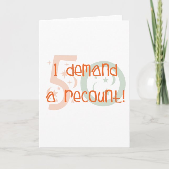Carte Cadeaux de 50e anniversaire, je demande un recompt (Devant)