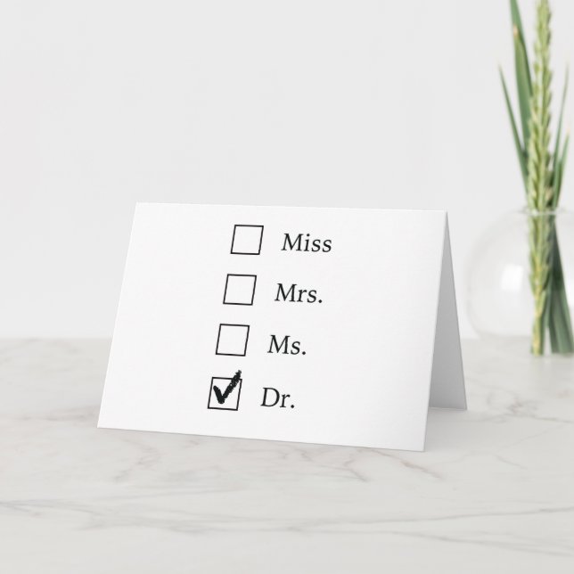 Carte Cadeaux de doctorat pour femmes (Devant)