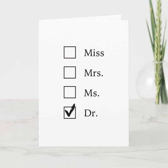 Carte Cadeaux de doctorat pour femmes (Devant)