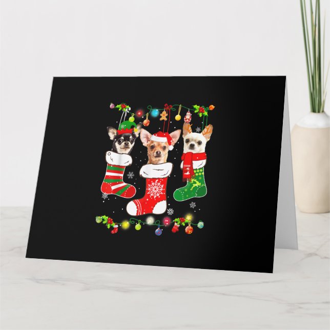 Carte cadeaux de lumières de noël chihuahua drôle xmas c (Devant)
