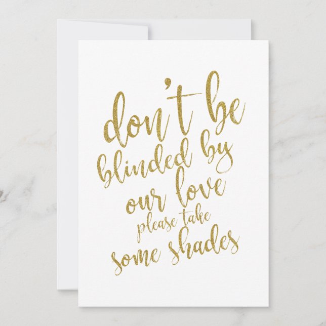 Carte Cadeaux de lunettes de soleil de mariage à signe a (Devant)