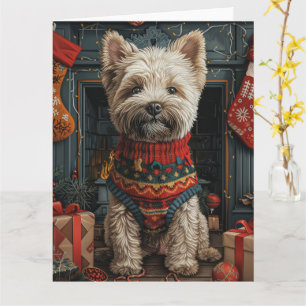 Carte Cadeaux de Noël Bouvier des Flandres Cheminée