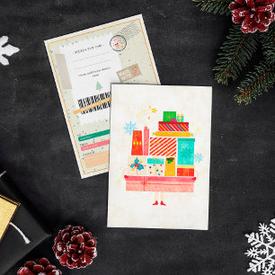 Carte Cadeaux de Noël Rétro Ticket Coupon Cadeau Xmas