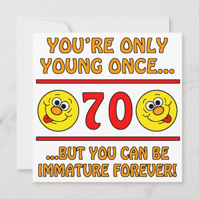 Carte Cadeaux de sac de 70e anniversaire immatures (Devant)