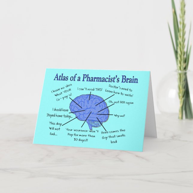 Carte Cadeaux du cerveau du pharmacien drôle (Devant)
