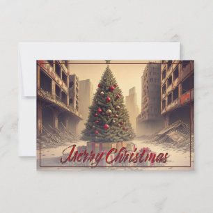 Carte Cadeaux sous un arbre dans un monde apocalyptique 