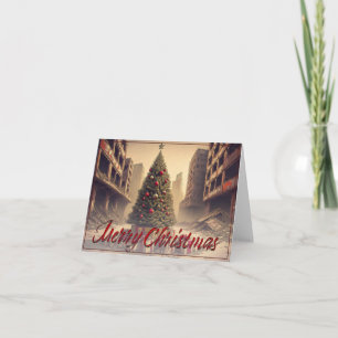 Carte Cadeaux sous un arbre dans un monde apocalyptique 