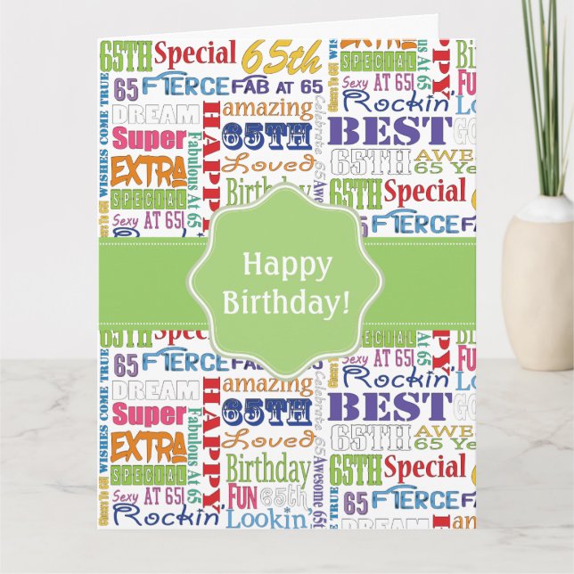 Carte Cadeaux Uniques Et Spéciaux De Fête Du 65E Anniver (Devant)