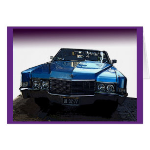 Carte Cadillac bleu vintage