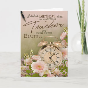 Carte Cadran Floral Professeur Retard Anniversaire