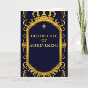 Carte Cadre Couronne Royale en Or sur Fond Bleu Formel �