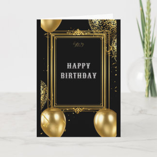 Carte Cadre d'anniversaire en or royal sur fond noir pou