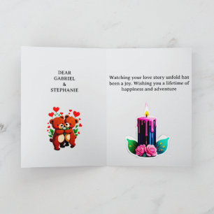 Carte Cadre de mariage floral en relief avec mariée et m