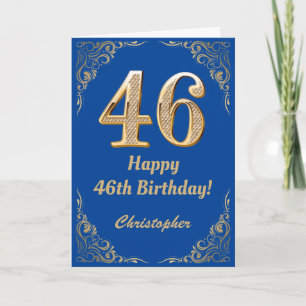 Carte Cadre de Parties scintillant bleu et or 46e annive