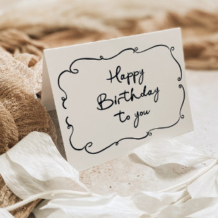 Carte Cadre et script noir Whimsical   Joyeux anniversai