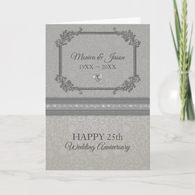 Carte Cadre floral gris Damas (Devant)