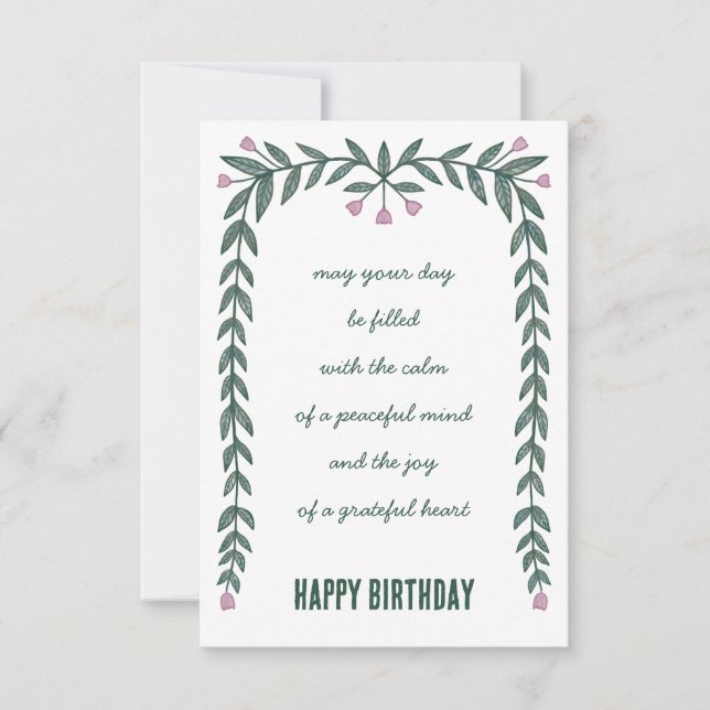 Carte Cadre Floral Inspiration Mindful Joyeux Anniversai (Devant)