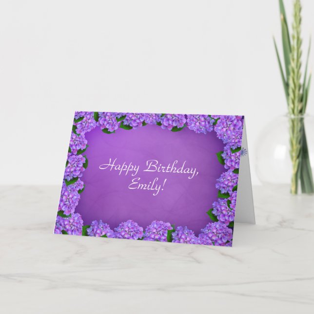 Carte Cadre hydrangée violette pour l'anniversaire (Devant)