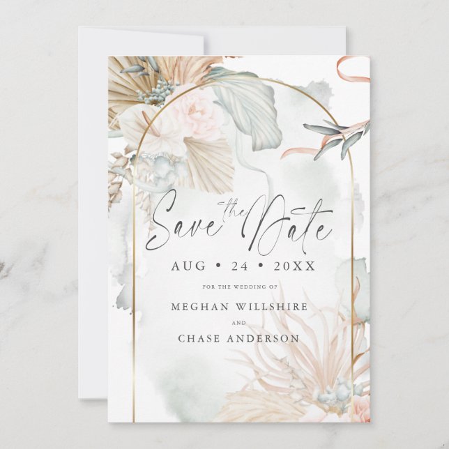 Carte Cadre Or Coral Rose Aquarelle Florale (Devant)