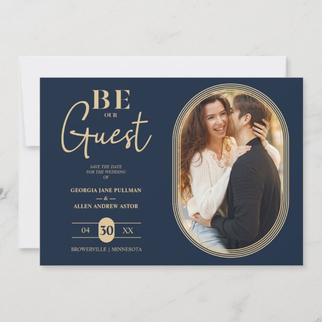 Carte Cadre Ovale Doré de luxe Mariage photo de charme (Devant)