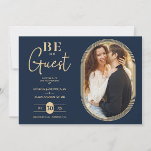 Carte Cadre ovale doré de luxe Photo de mariage charmant