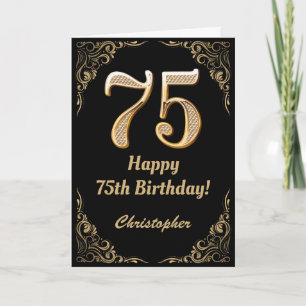 Carte Cadre pailleté noir et or pour 75e anniversaire
