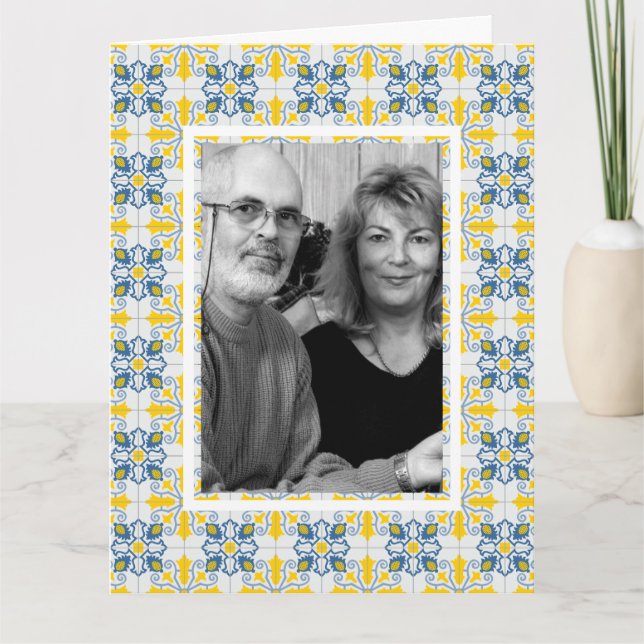 Carte Cadre photo de famille avec carreaux portugais car (Devant)