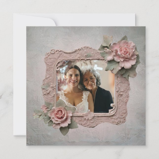 Carte Cadre photo de la grand-mère rose bossée (Devant)