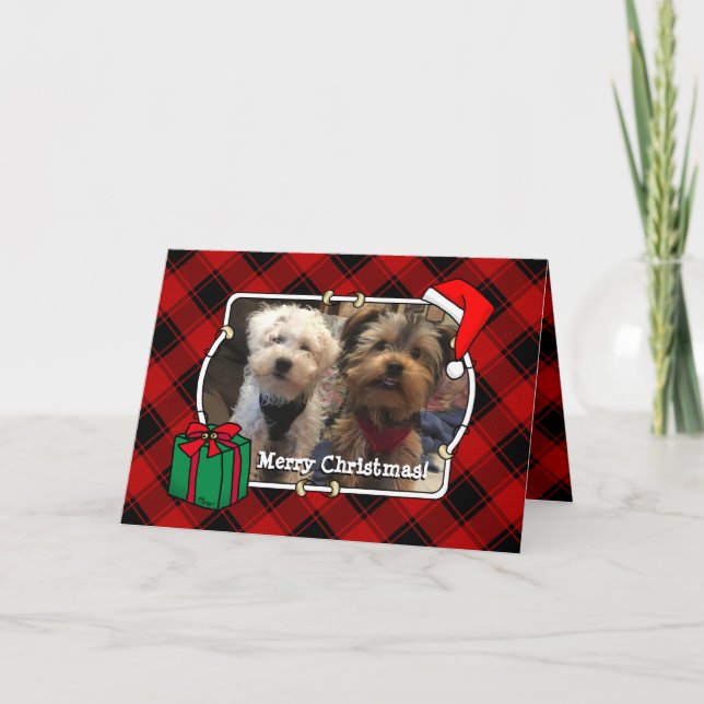 Carte Cadre photo de Noël personnalisé Plaqué rouge et n (Devant)