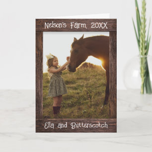 Carte Cadre photo faux texte en bois marron rustique mod