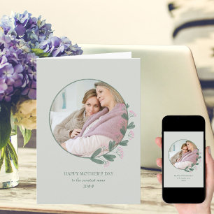 Carte Cadre photo rose Fleur de Fleur Joyeuse Fête des M