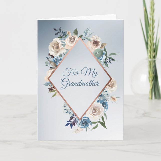 Carte Cadre rose bleu et blanc pour grand-mère (Devant)