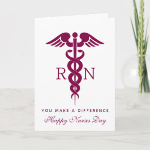 Carte Caducée d'infirmière médicale rouge rouge