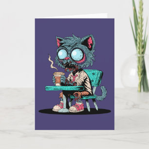 Carte Café Aimant Zombie Chat