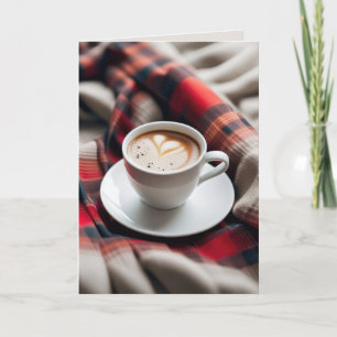 Carte Café au coeur sur une couverture