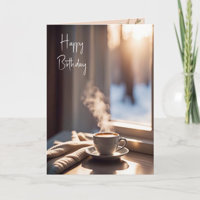 Carte Café d'anniversaire par fenêtre (Devant)