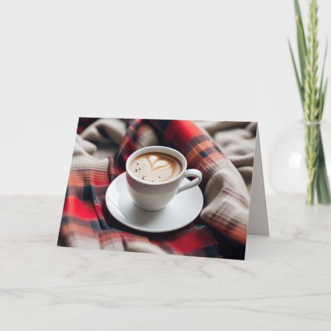 Carte Café D'Anniversaire Sur Couverture D'Hiver (Devant)