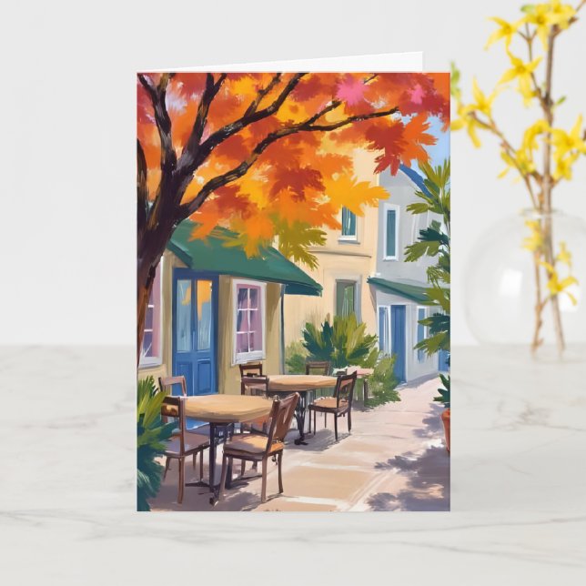 Carte Café d'automne Aquarelle Feuillage d'automne (Fleur jaune)