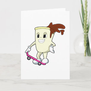 Carte Café en patinage avec skateboard