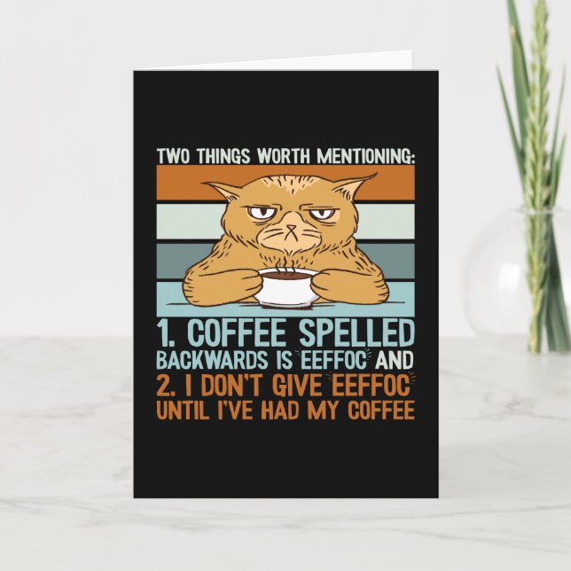 Carte Café épelé à l'envers - Chat drôle (Devant)