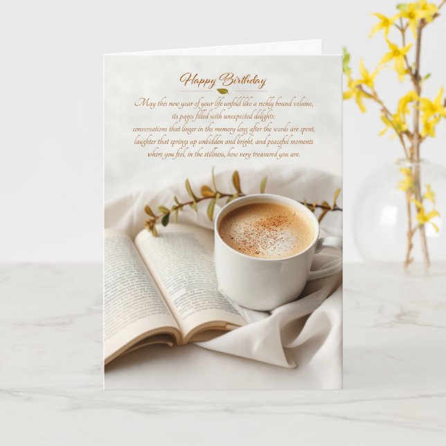 Carte Café et livre d'anniversaire sentimental (Fleur jaune)