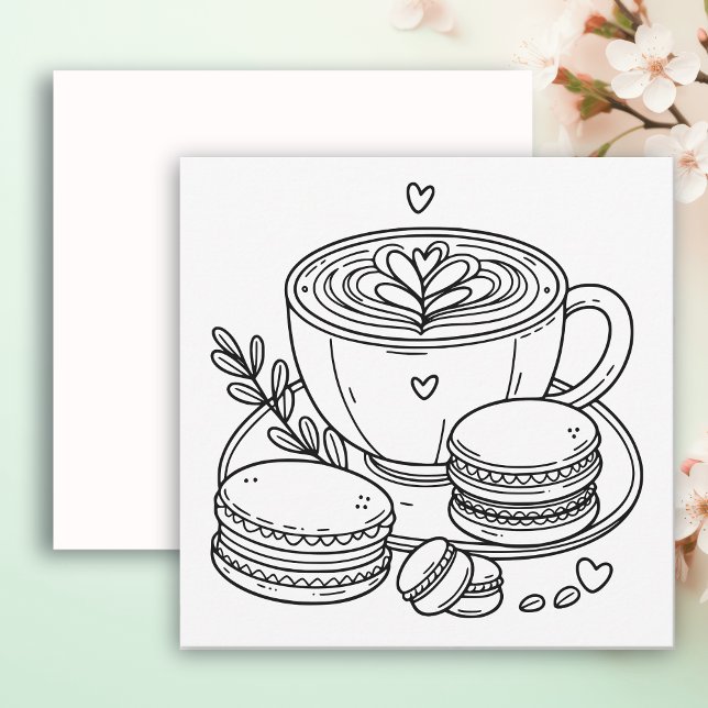 Carte Café et Macaron | Couleur (Créateur téléchargé)