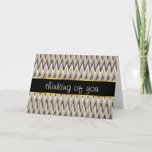 Carte Café et Sage iKat ZigZag Motif (Devant)