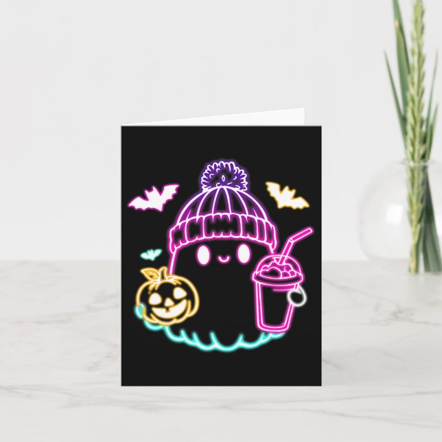 Carte Café Ghost Cute Retro Boire Halloween Éffrayant (Devant)