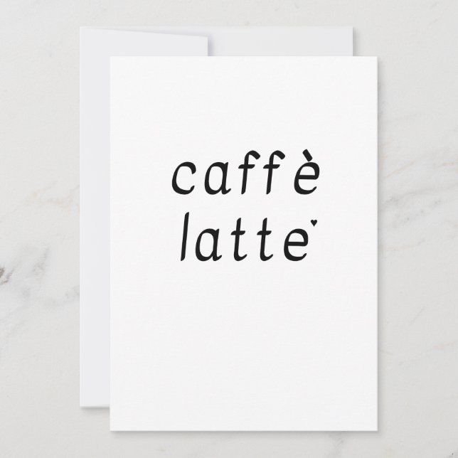 Carte Caffè latte - minimalistic typography card (Devant)