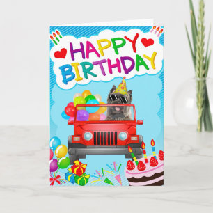 Carte Cairn Terrier Chien conduisant avec des ballons