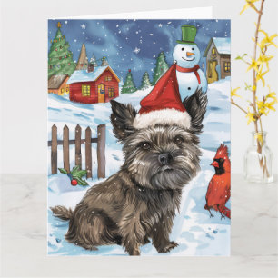 Carte Cairn Terrier Chien Winter Wonderland Noël Joie