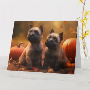 Carte Cairn Terrier Chiot Automne Citrouille de plaisir