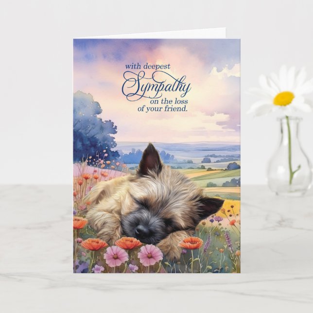 Carte Cairn Terrier Dog with Wildflowers Pet Sympathy (Petite plante)